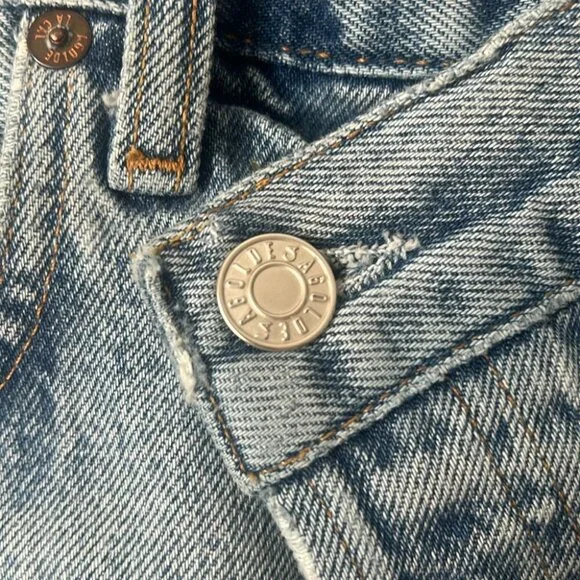 Agolde criss cross jean shorts size 23 revolve aritzia button fly long jorts - Picture 4 of 9